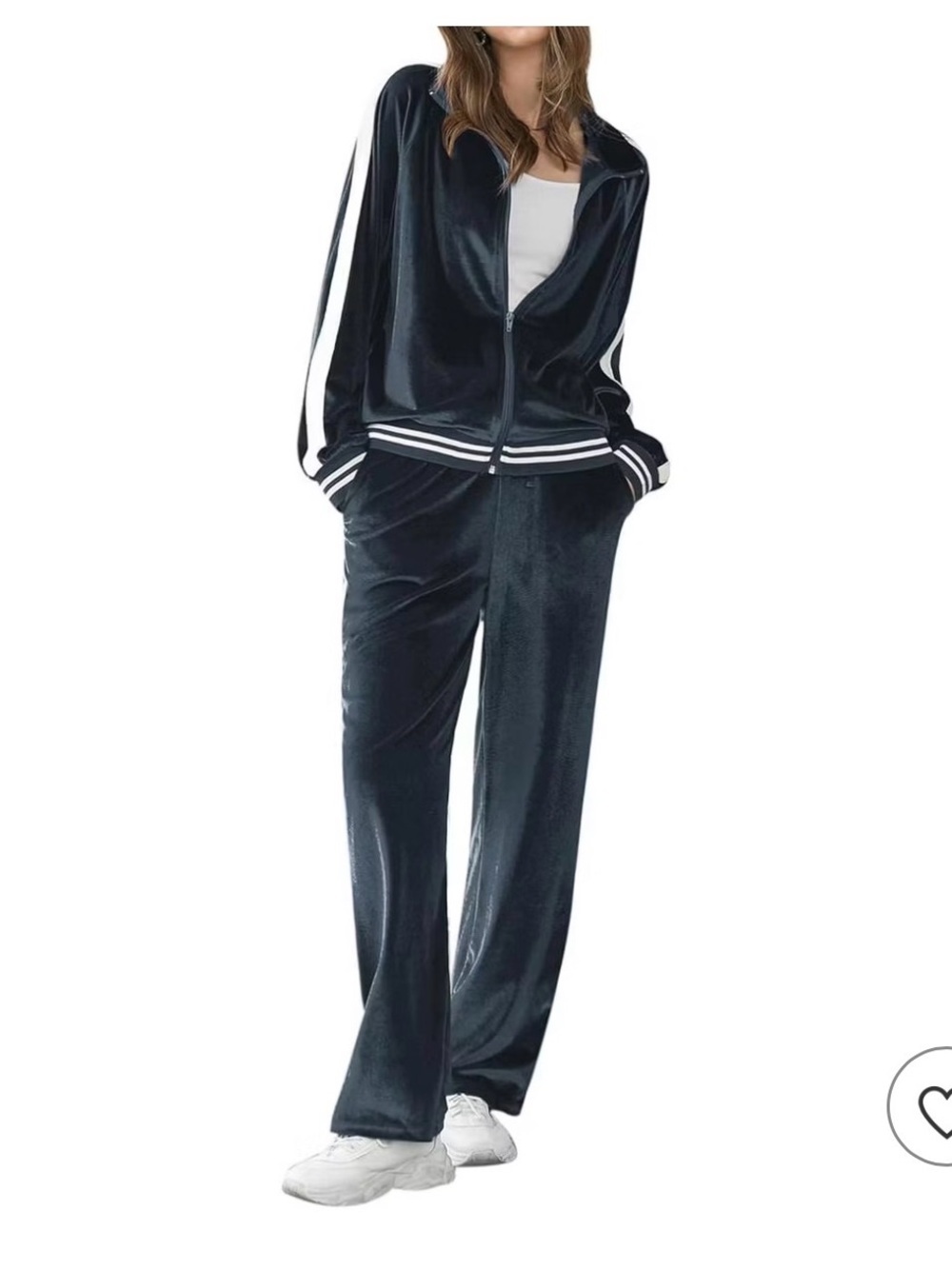 Velvet Track Jacket & Pants Set in emerald Green with White Stripes XXL